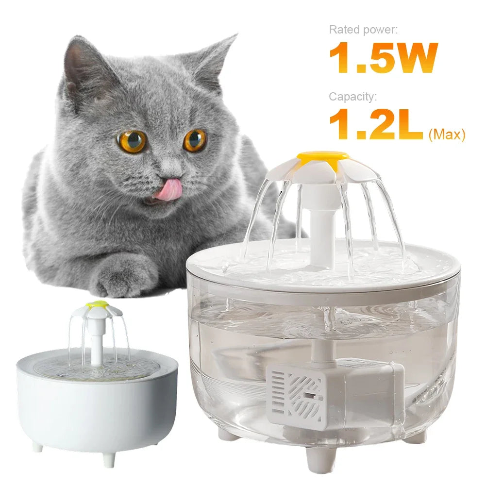 Fontana d'Acqua Automatica USB per Gatti 1200mL con Filtro Silenzioso
